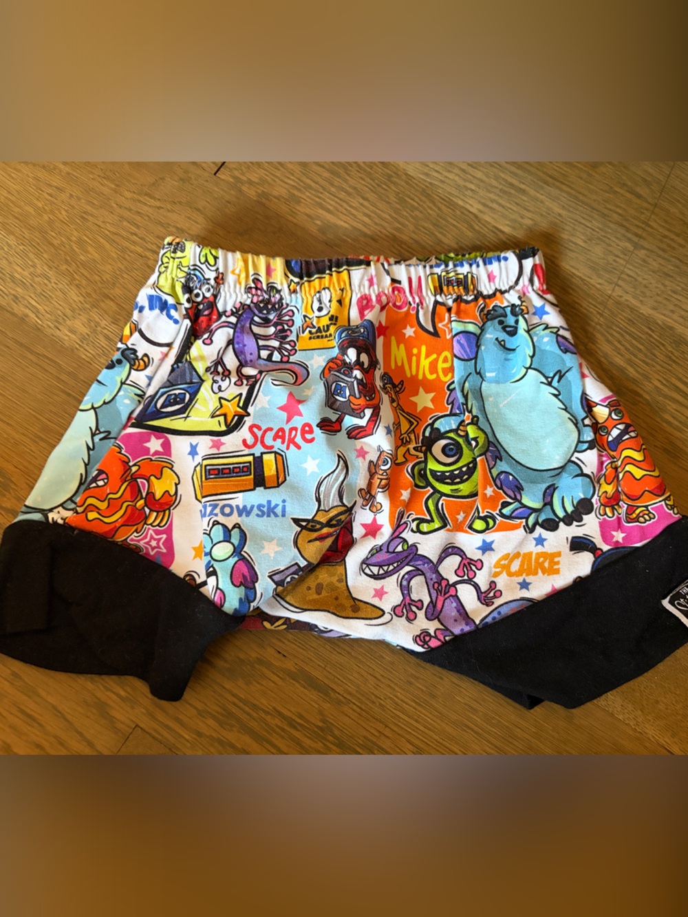 Kids Colorful Monsters Inc. Harem Shorts - Black Trim